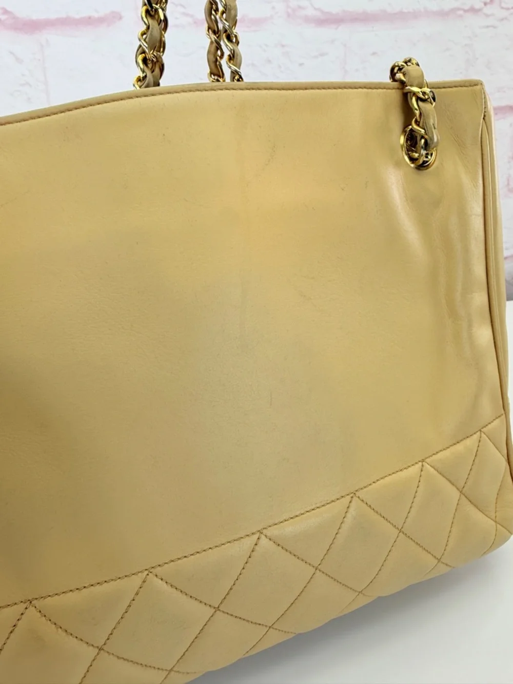 CHANEL Tan Matelasse Quilted Leather Shoulder Tote Vintage